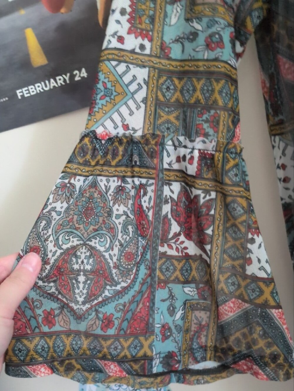 Bobbie Brooks Multicolor Patchwork Peasant Boho Blouse Size XL - Picture 3 of 5